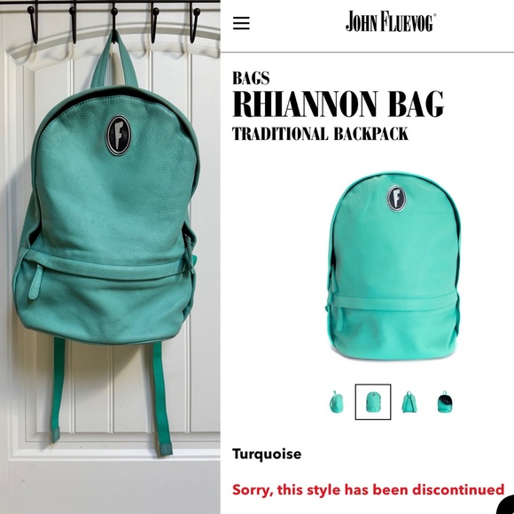 John Fluevog Handbags - John Fluevog Rhiannon Traditional Backpack in Turquoise Leather 14” by 11” by 8”